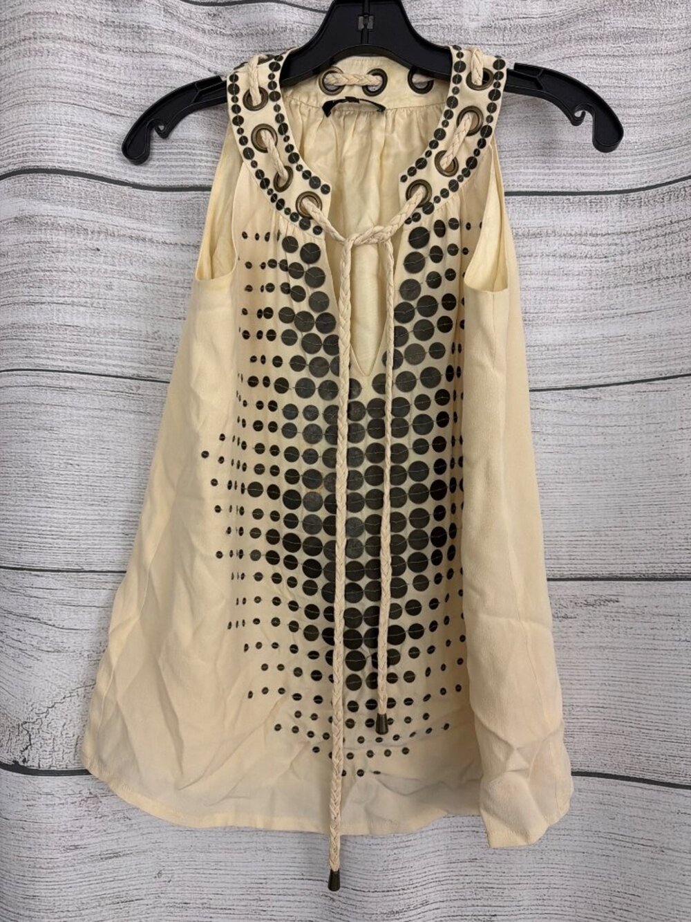 Nanette Lepore Silk "Ahoy" Tank w/ Braided Trim & Sequins Size 0